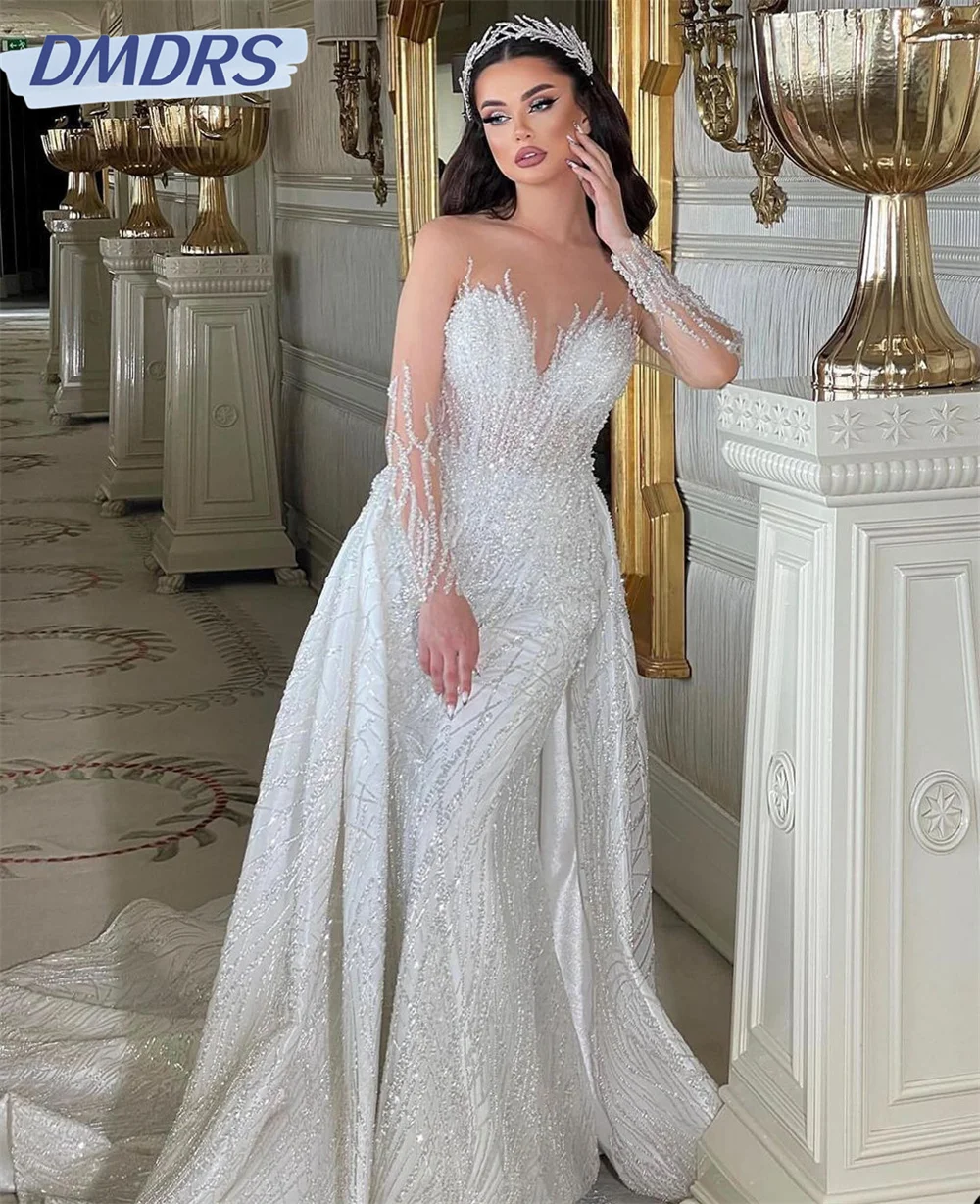 

Charming Beaded Evening Gown 2024 Elegant Removable Skirt Party Dress Romantic Sleeveless Floor Length Gowns Vestidos De Novia