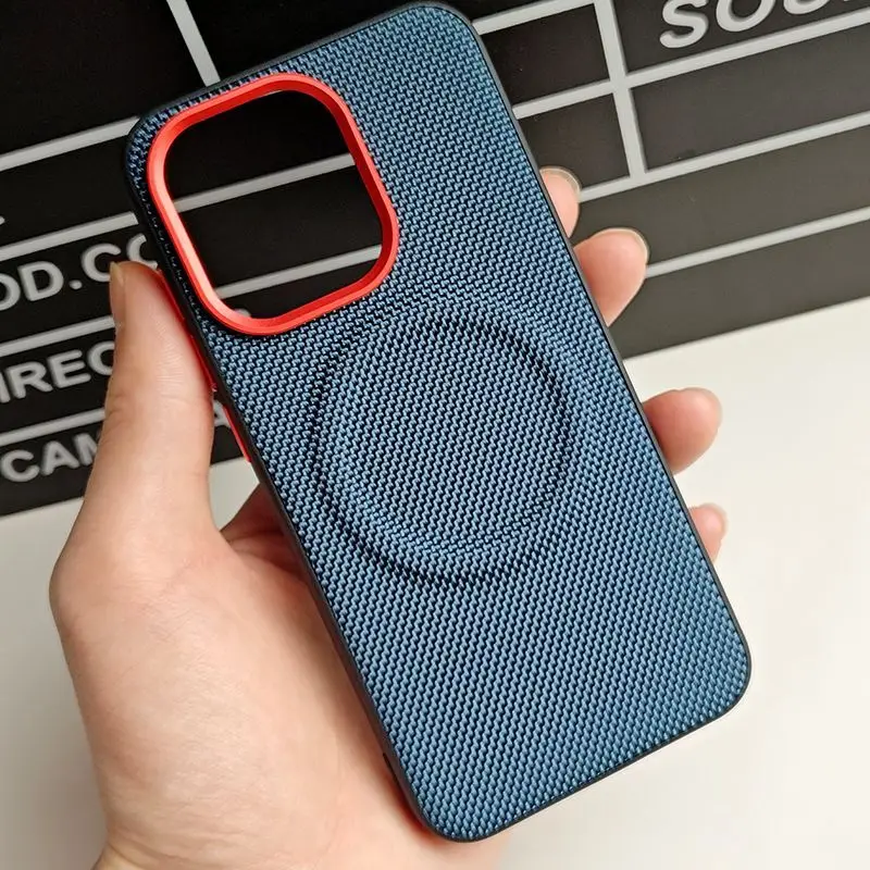 Luxury PU Leather Magnetic Wireless Charging Protective Back Cover Case