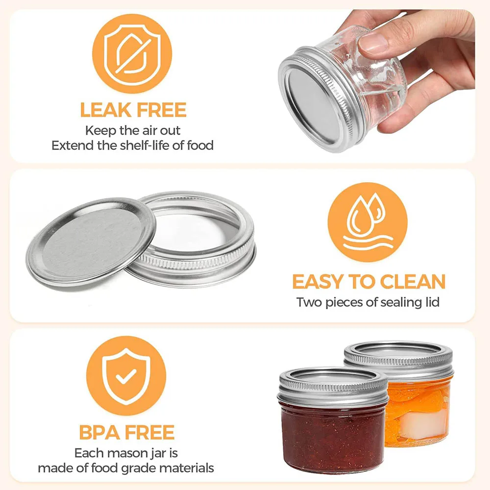 4oz Mini Mason Jars,Regular Mouth Mason Jar with Lids,Small Glass Canning Jar for Spice,Jam,Honey,Jelly,DessertDIY Candles Decor 3