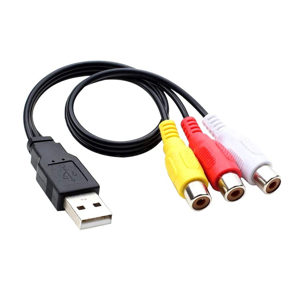 USB 2.0  3 RCA    25cm ޴ AV ڵ    ȯ  ̺ й