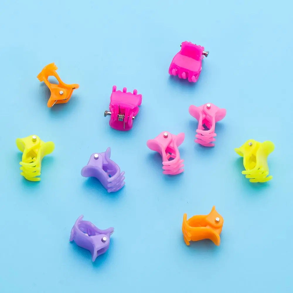 Mini Plastic Hair Clips for Dolls Mixed Color 1cm