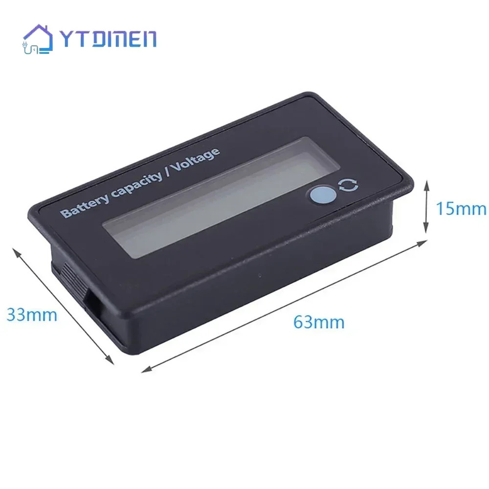 DC 12V 24V 36V 48V 60V 72V 배터리 용량 전압계, 리튬/납산용 백분율 및 전압 모니터 기능이 있는 LCD 디스플레이