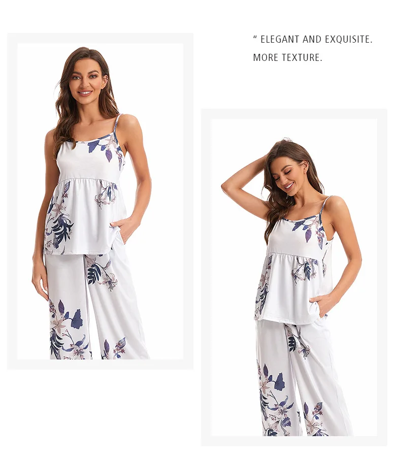 Frauen Pyjamas Baumwolle Weste + Langarm Top + Hose Drei Stück Set Für Hause Kleidung Pijama Feminino Neue nachtwäsche Zum Schlafen – Detail 18