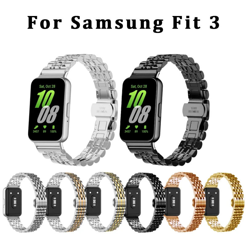 

Stainless Steel Metal Wrist Strap For Samsung Galaxy Fit3 Replacement Band Bracelet For Galaxy Fit 3 SM-R390 Wristband