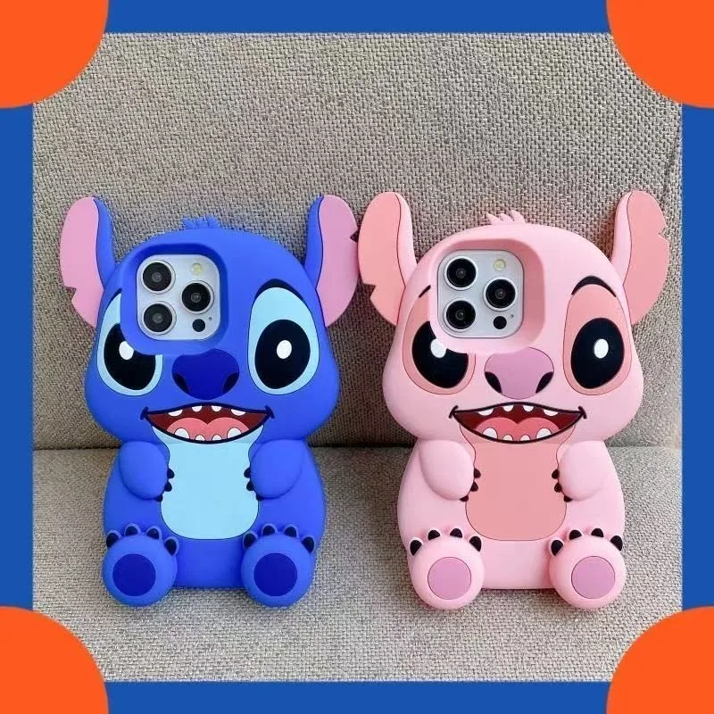 Disney Cute 3D Cartoon Big Ears Stitch Silicone Phone Case Suitable for iPhone 16 15 14 13 12 11 Pro Max Plus XR XSMAX 7 8 Plus 3