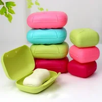 Portable Travel Soap Box Container Bathroom Acc Home Plastic Soap-Boxes with Cover Small/big Sizes Candy Color Soaps Dish Holder 1