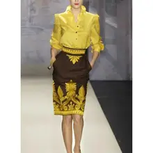 

European and American Fashion Suit Women's 2021 Spring New Style Temperament Slim Top Printed Skirt Two-piece Set
