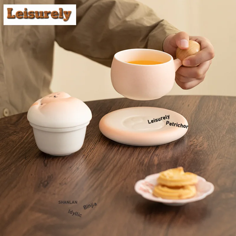 Gradient Ramp Cute Sleeping Cat Filter Tea Separator Cup Elegant Tea Mug With Infuser Tea Maker Office Water Cup Ornaments Craft