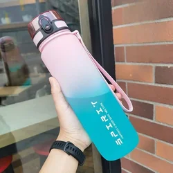 1 Liter Leak-Proof Sports Water Bottle - Colorful Portable Outdoor Fitness Jug - 650ml (Pink green)