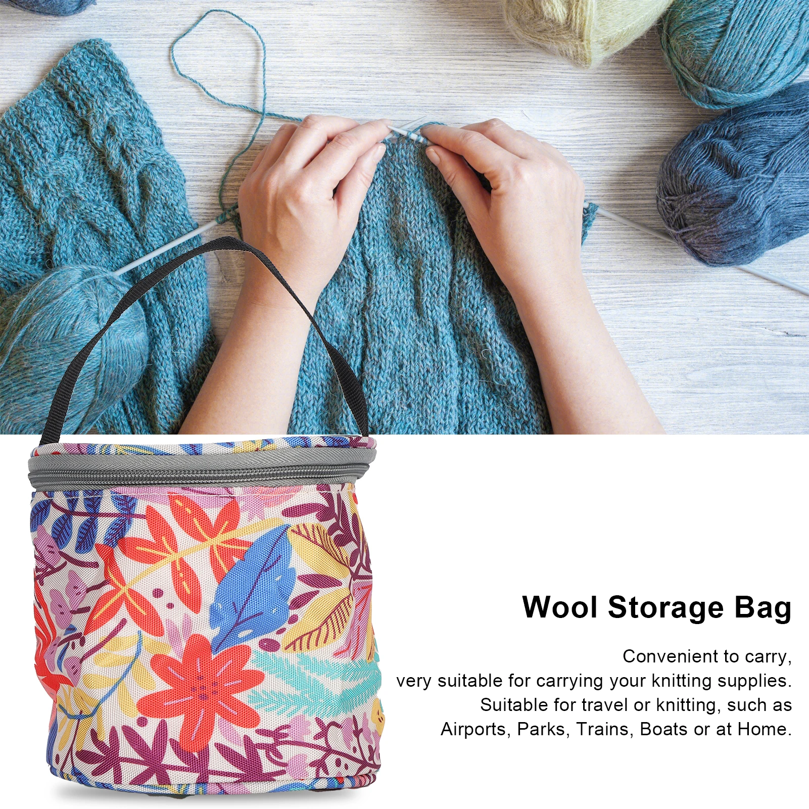 Knitting Storage Bag Yarn Bag Empty Knitting Storage Tote Bag Organizer for Carrying Crochet Accessories