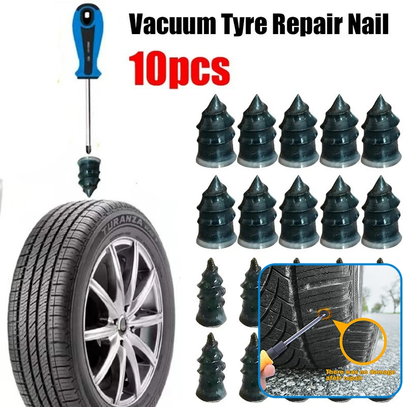 

10pcs Rubber Tire Nails Universal Vacuum Tyre Repair Set Car Scooter Motorcycle Scooter Tubeless Tire Lossless Glue Free Kit