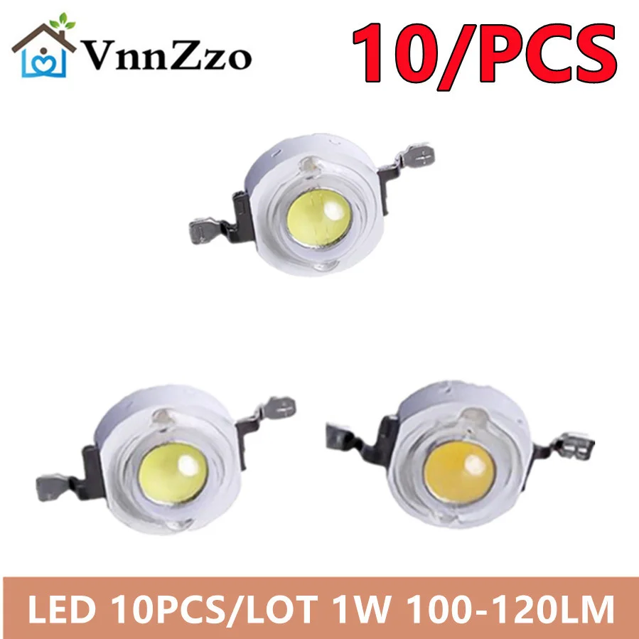 VnnZzo LED 10PCS/LOT 1W 100-120LM LED Bulb IC SMD Lamp Light Daylight white/warm white  High Power 1W LED Lamp bead