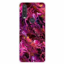 Charming Cat Soft TPU Silicone Shockproof Phone Case - Lovely Painted Design for Moto One (Coffee)
