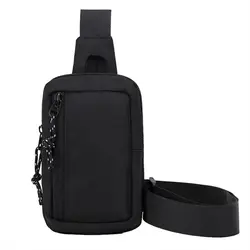 Men's Black Oxford Crossbody Travel Bag - Small Shoulder Chest Bag (Black)