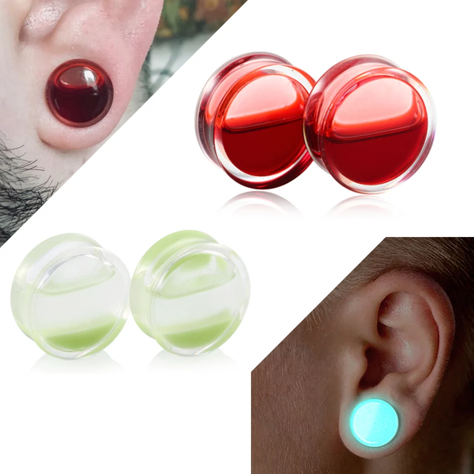 2 Stuks Acryl Oordopjes Tunnels Kwab Oorbellen Piercing Oreja Rode
