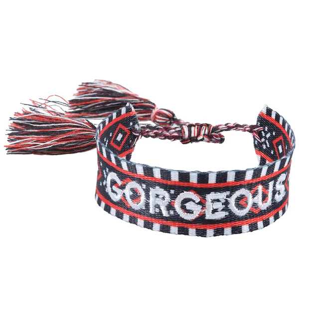 Boho tissé broderie amour poignet tricoté Bracelets d'enveloppement corde à la main tissage tressé glands ethnique femmes hommes bijoux