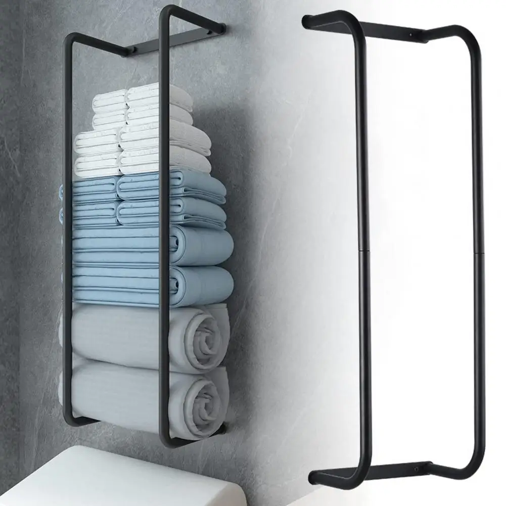 Stainless Steel Towel Rack with Screws Wall Mount Modern Heavy Duty Vertical Bath Shower Towel Organizer Bathroom Supplies