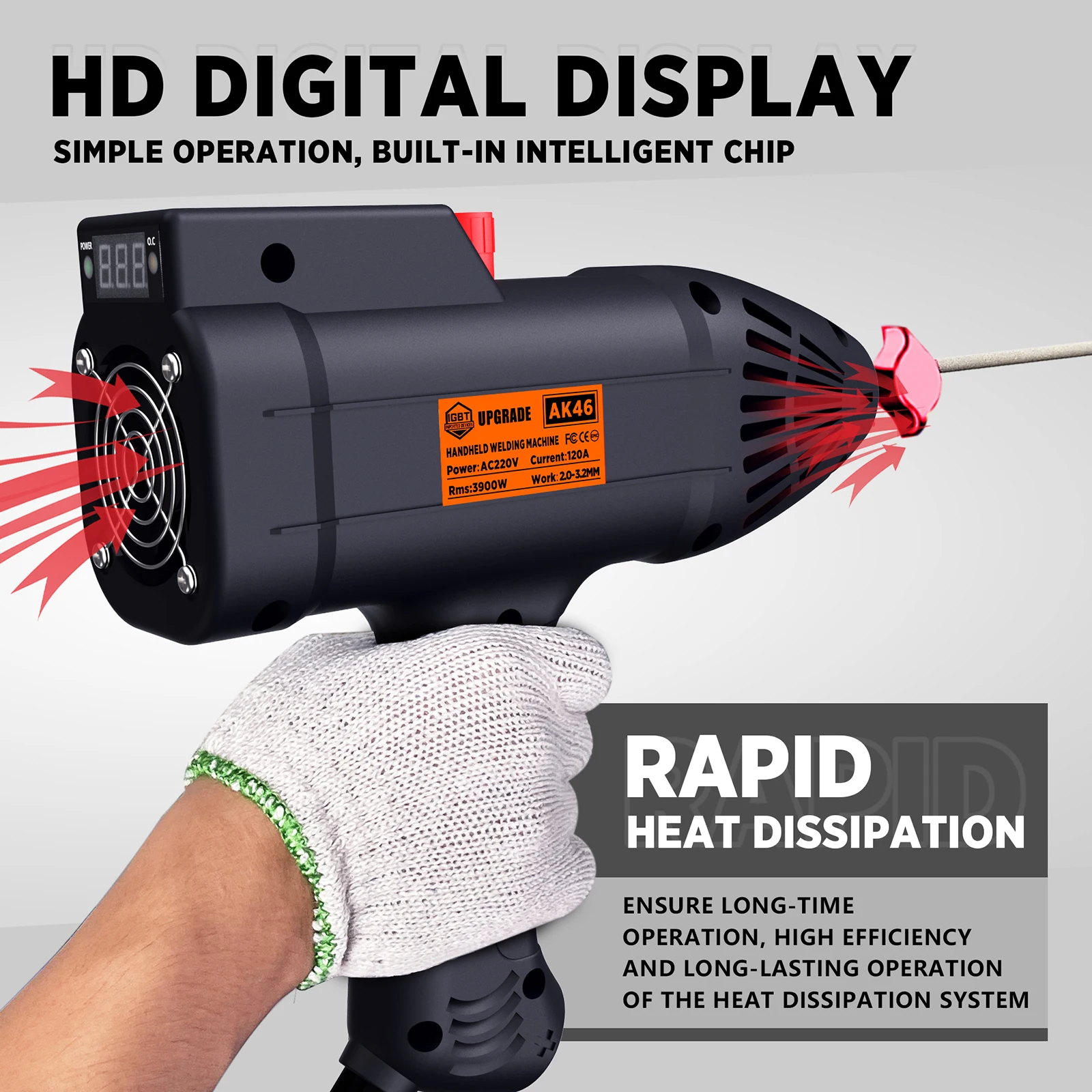 

Электрический сварочный аппарат AK46, 3900 Вт, 220 В, домашний портативный аппарат для дуговой сварки, автоматический цифровой Интеллектуальный сварочный инструмент