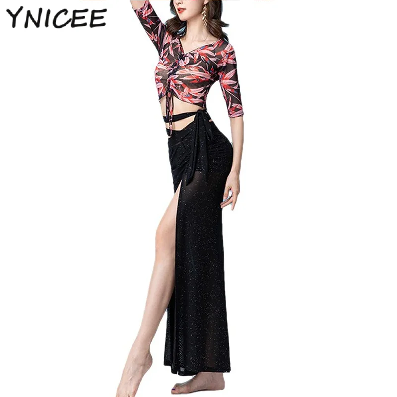 

Belly Dance Costume Performance Practice Clothing Suit for Women Bellydance Half Sleeves Top Skirt Oriental Set Wear