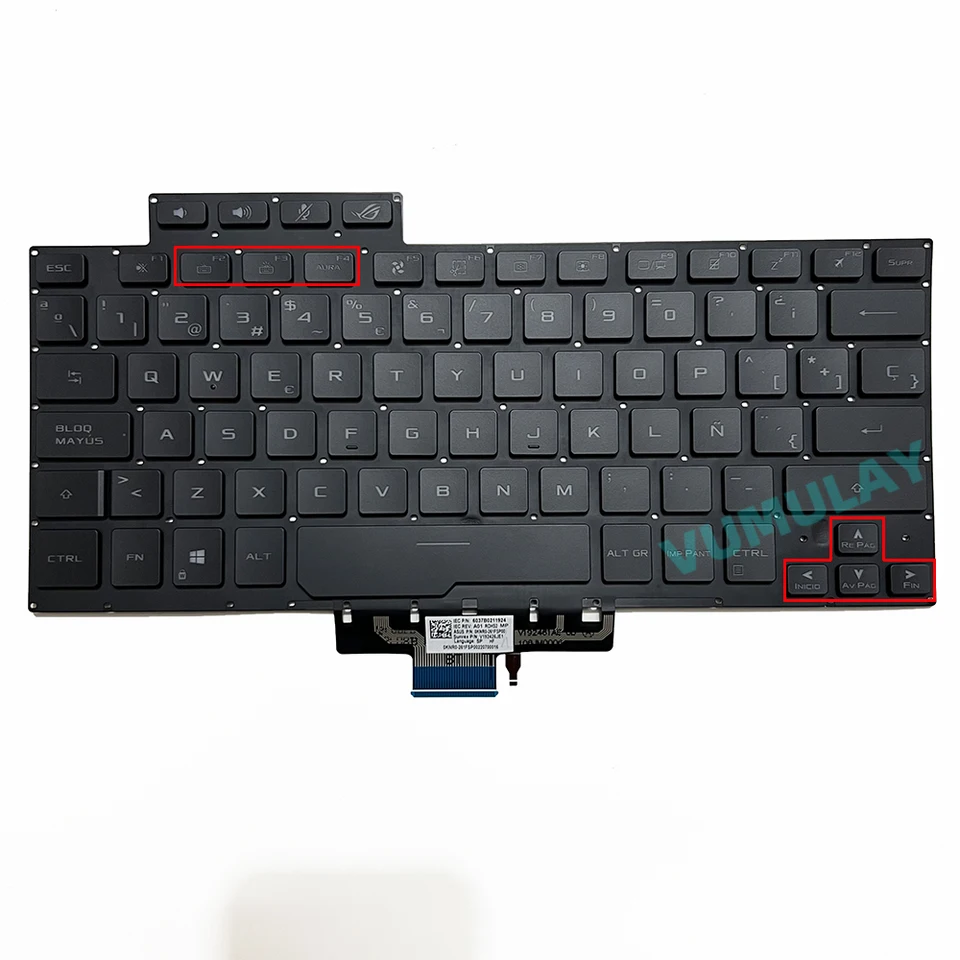 Spanish/Latin Backlit Keyboard for ASUS ROG Zephyrus G14 GA401QEC