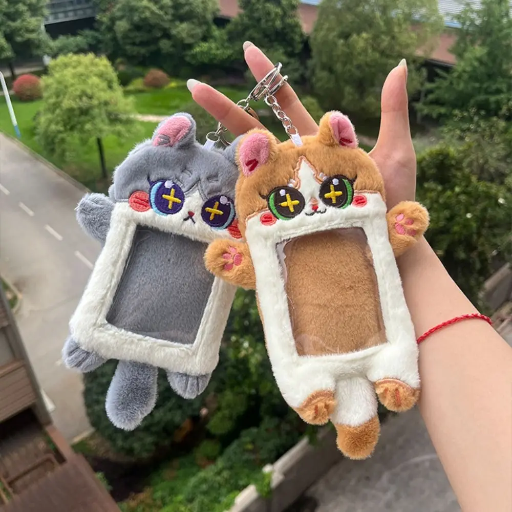 Durable Animal Shape Cartoon Plush Card Holder Soft INS Photo Protector Case Sweet Cat ID Credit Case Girl