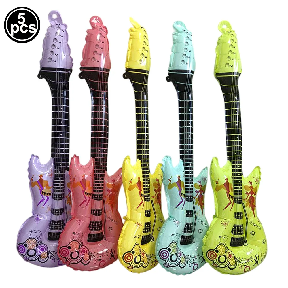 Kit Decorazioni Feste Anni '80 Disco - Striscione, Palloncini Con Palla Da Discoteca, Chitarra E Microfono Gonfiabili - Tema Rock E Disco Per Compleanni Retrò
