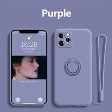 

Ring Liquid Silicone Phone Case for IPhone 13 12 11 Pro Max Mini XS Max XR XS X 7 8 6 Plus Soft Stand Cover Holder Coque Funda