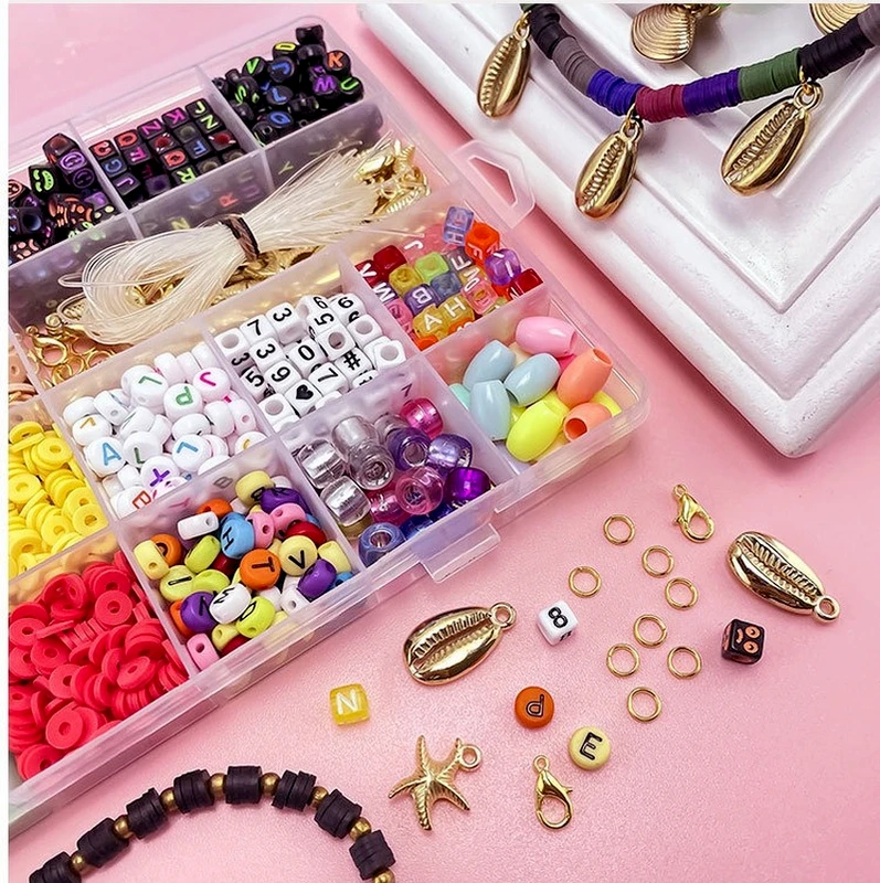 DIY Letter Beads for Bracelets Flat Round Spacer Beads Pendants Jump Rings  for Jewelry Making Bracelets Necklace Kit Girls Favor - AliExpress