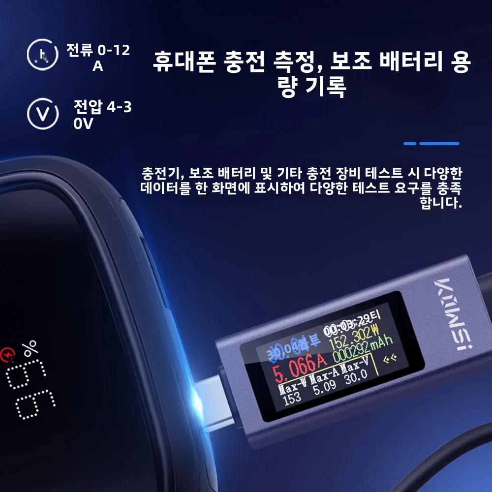 KWS-2301C Type-C 미니 전원 전압 테스터 전압계 HD Led 디지털 디스플레이 테스터 볼트 전류 측정기 DC -30V 0-12A KWS-2302C