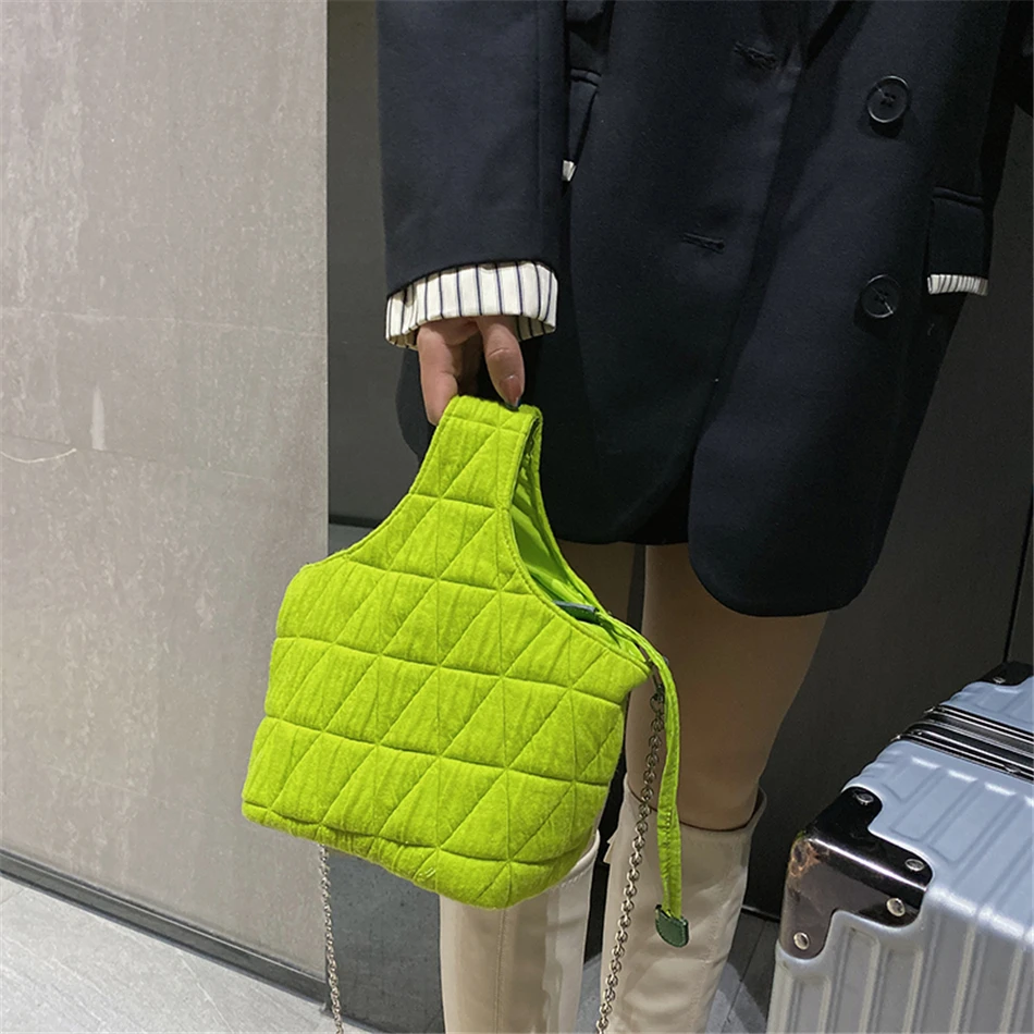 Marca de Luxo Bolsas para as Mulheres Pequena Balde Bolsa Macio Algodão Acolchoado Ombro Crossbody 2022 Nova Alça Curta Senhoras 3 algodão acolchoado ombro crossbody sacos para as