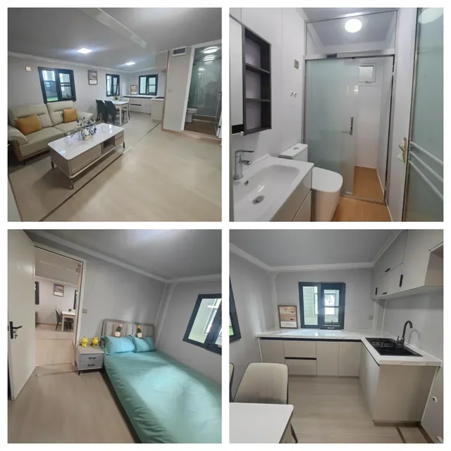 Casa contenitore pieghevole espandibile da 20 piedi/40 piedi con bagno e cucina Casa modulare prefabbricata per la vita familiare 3