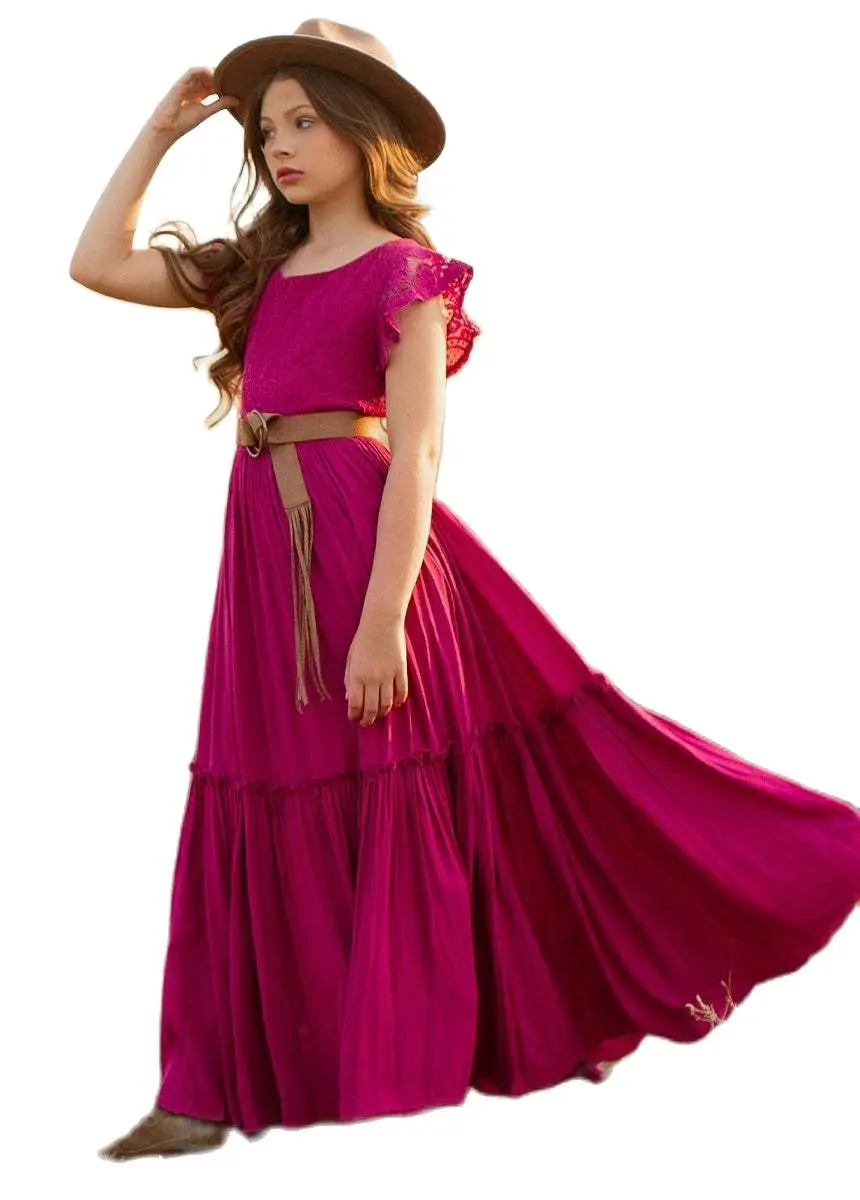 Fly Sleeve Princess Teen Girls Bohemia Dresses Cotton Vintage Toddler