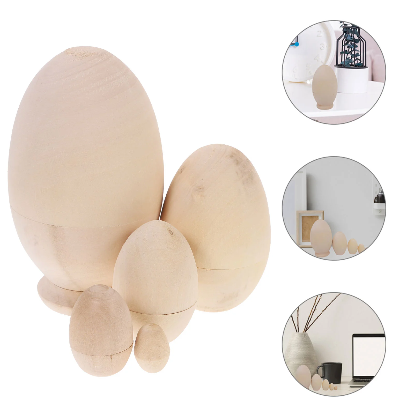 

5 Layer DIY Matryoshka Wooden Playset Egg Shape Blank Russian Nesting Dolls Bamboo Unpainted Toys