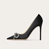 Spring/Summer New Pointed Shallow Mouth Silk Surface Water Diamond Bow Single Shoes Thin High Heels Banquet Dress Women's Shoes 2
