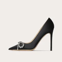 Spring/Summer New Pointed Shallow Mouth Silk Surface Water Diamond Bow Single Shoes Thin High Heels Banquet Dress Women's Shoes 2