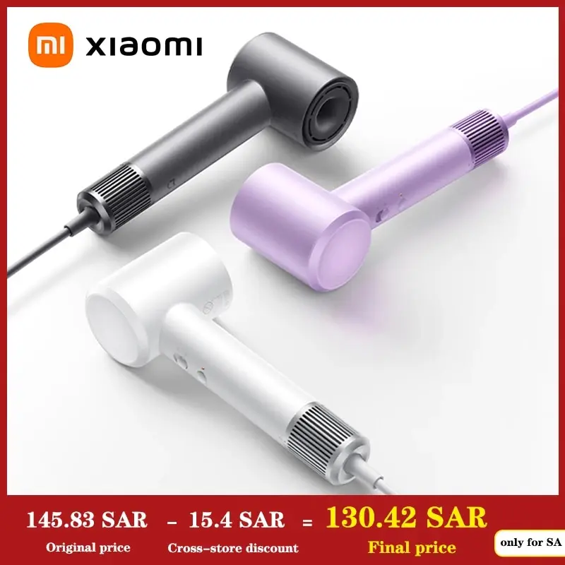 Xiaomi Mijia-H501 Secador de Cabelo Elétrico, Alta Velocidade, Íons Negativos, Cuidados Profissionais, Velocidade do Vento, 62 m/s, 1600W, 1600W, Íons Negativos, 110,000 Rpm