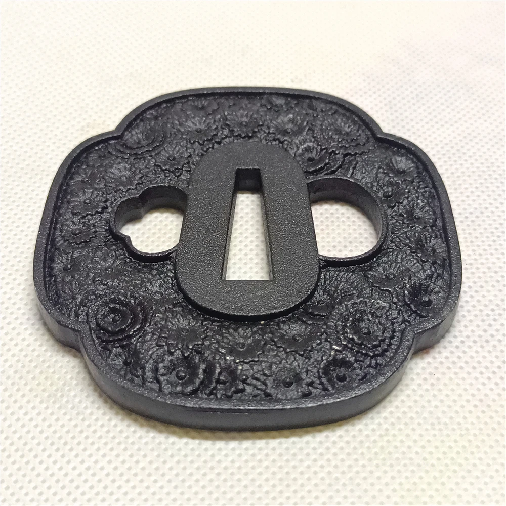 Фото Черная Железная защитная пластина Tsuba для японских фитингов №4
