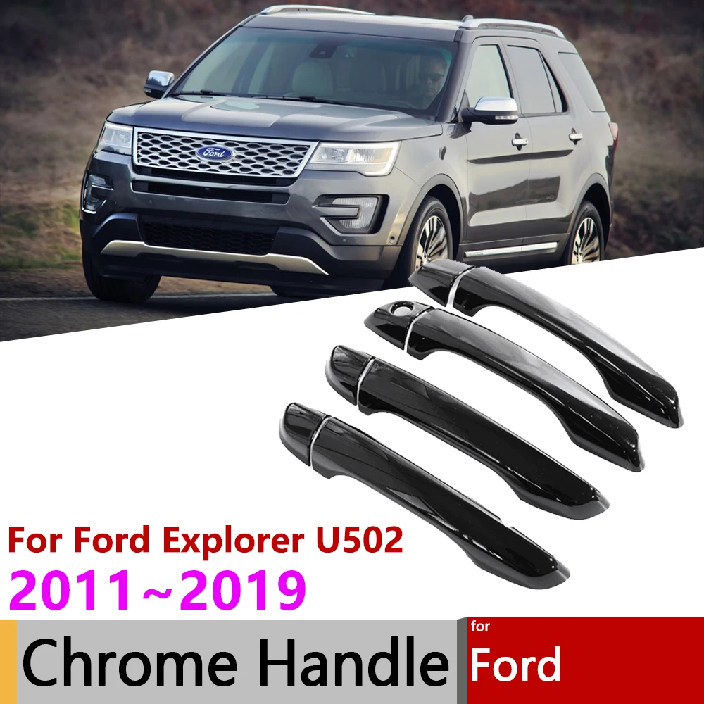 

For Ford Explorer Classic U502 2011~2019 Door Handle Cover Trim Carbon Fiber Car Accessories External Decorate Sticker Protector