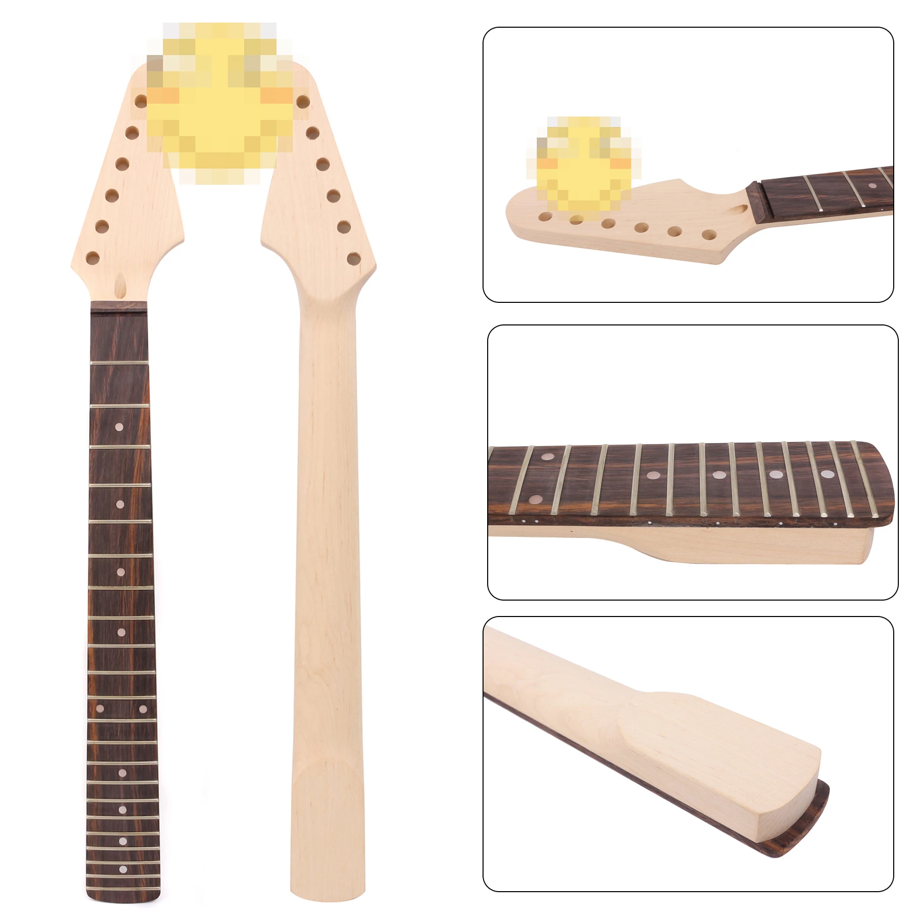 Unfinished Guitar Neck 24 Inch 22 Fret Left Maple Guitar Reverse Headstock Neck Rosewood