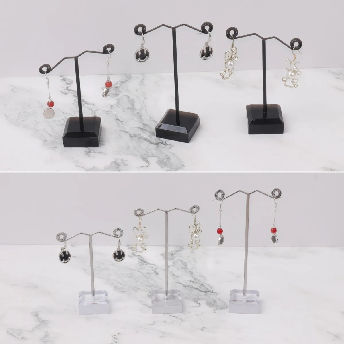 3pcs Newly Acryl/Metal T-shaped Earrings Ring Necklace Watch Jewelry Shelf Jewelry Stand Counter Pendant Jewelry Display Stand