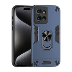 Shockproof Armor Case with Magnetic Ring Stand for Moto Edge 50 Fusion (Blue)