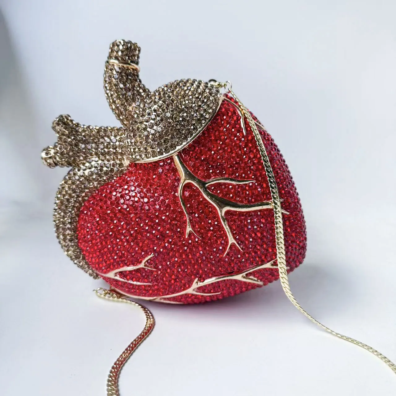XIYUAN Women Red Heart Shaped Crystals Evening Bag Wedding Party Diamond Clutch Purse Luxury Rhinestone Handbag Pink Wallet Bags 1