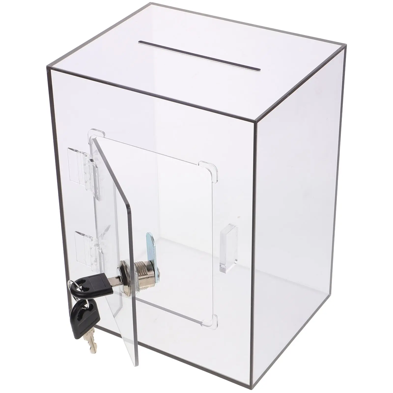 Acrylic Tip Lock Clear Window Mailbox for Fundraising Public Letter Box Letter Post Container Light Grey Travel Storage 5