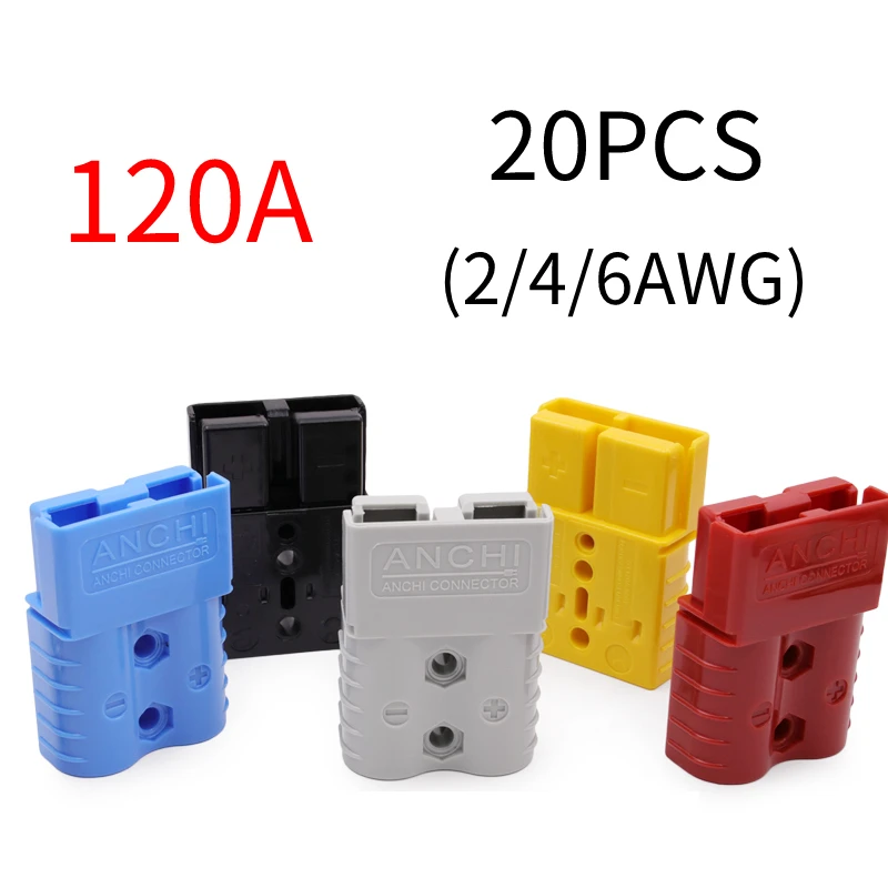 

20PCS(10Pair) 120A 600V 2 Pin Battery Connector For Anderson Style Quick Connect/Disconnect Power Charging Plug Wire Connector
