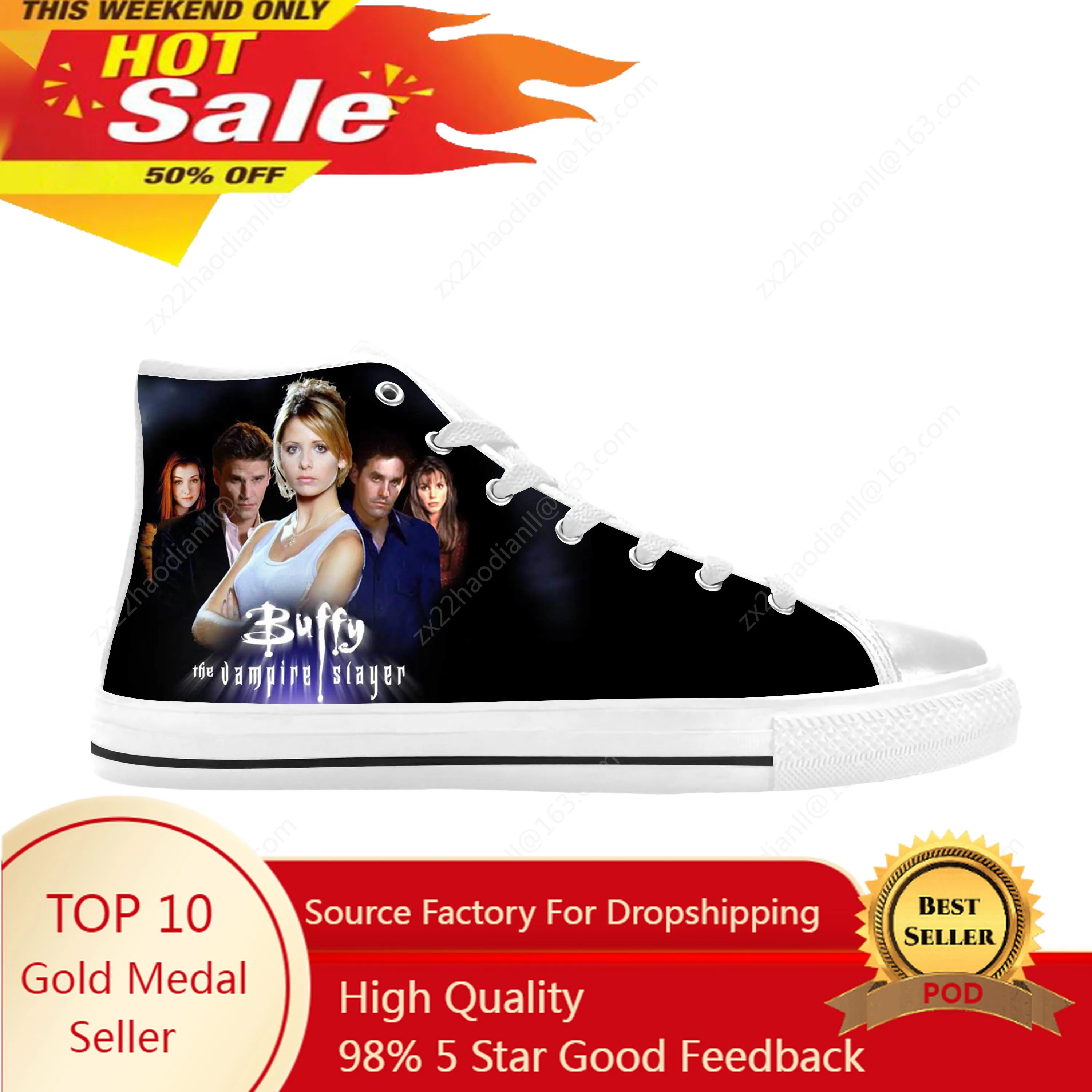 

Buffy The Vampire Slayer Angel Horror Halloween Casual Cloth Shoes High Top Comfortable Breathable 3D Print Men Women Sneakers