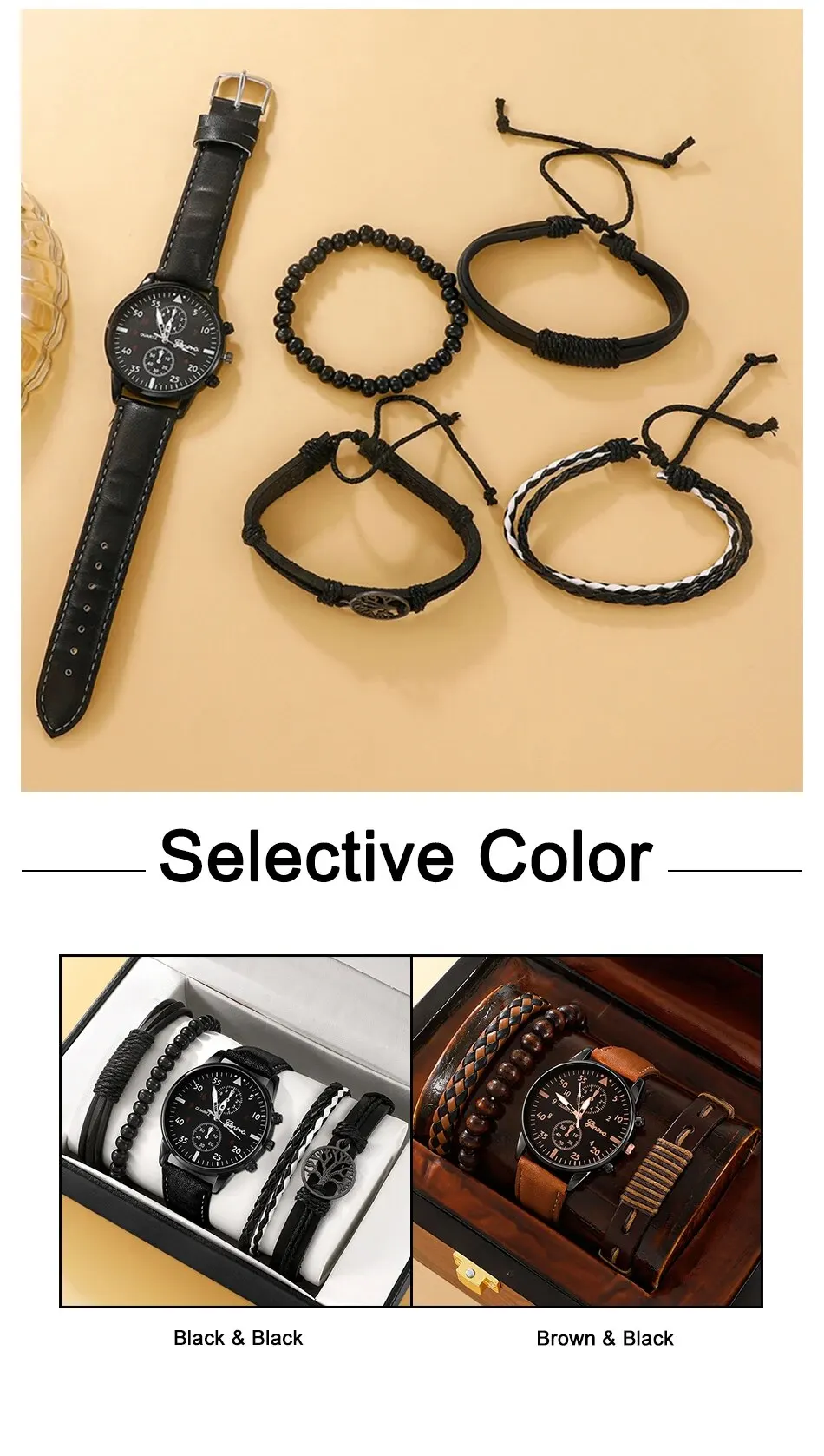 Sfbe4c71052aa4721bec5e7d0a4f52bf6v 5PCS Set Fashion Mens Sports Watches Man Business Quartz Wristwatch Luxury Leather Bracelet Men Casual Clock Watch Mallzona