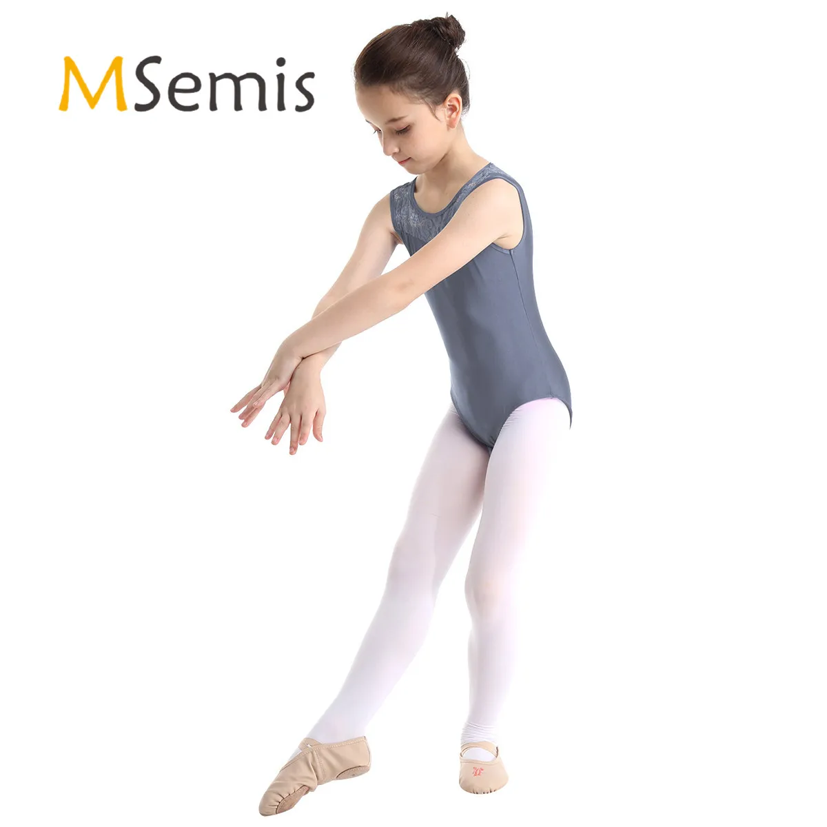 

Kids Teen Ballet Dancewear Ballerina Costumes Gymnastics Leotard Unitard Bodysuit Lace Splice Cutout Back Ballet Dance Jumpsuit