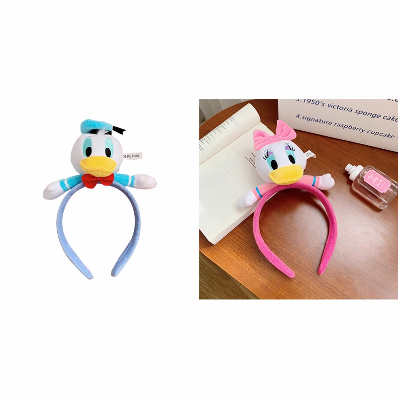 Disney Donald Duck Head Bands Baby Daisy Plush Doll Hair Bands Girls Cartoon Ears Hairband Kids Fall Winter Headband For Women 7inch disney genuine nuimos minnie mickey donald duck chip angel stitch marie movable doll kawaii anime plush kids toys