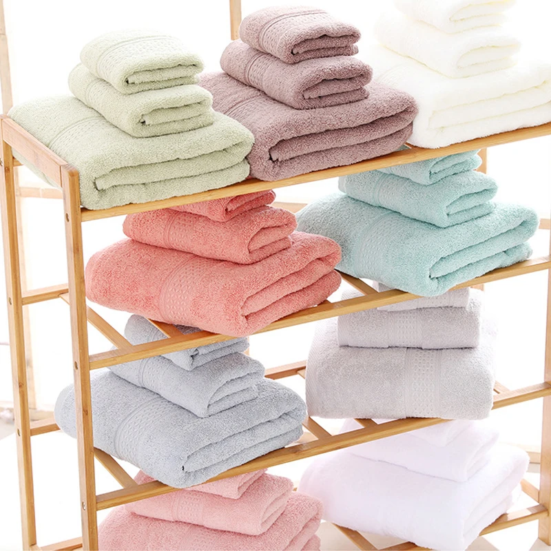 New thickened 100% pure cotton household towel, soft and absorbent adult bath towel, jacquard plain color adult large towel 3