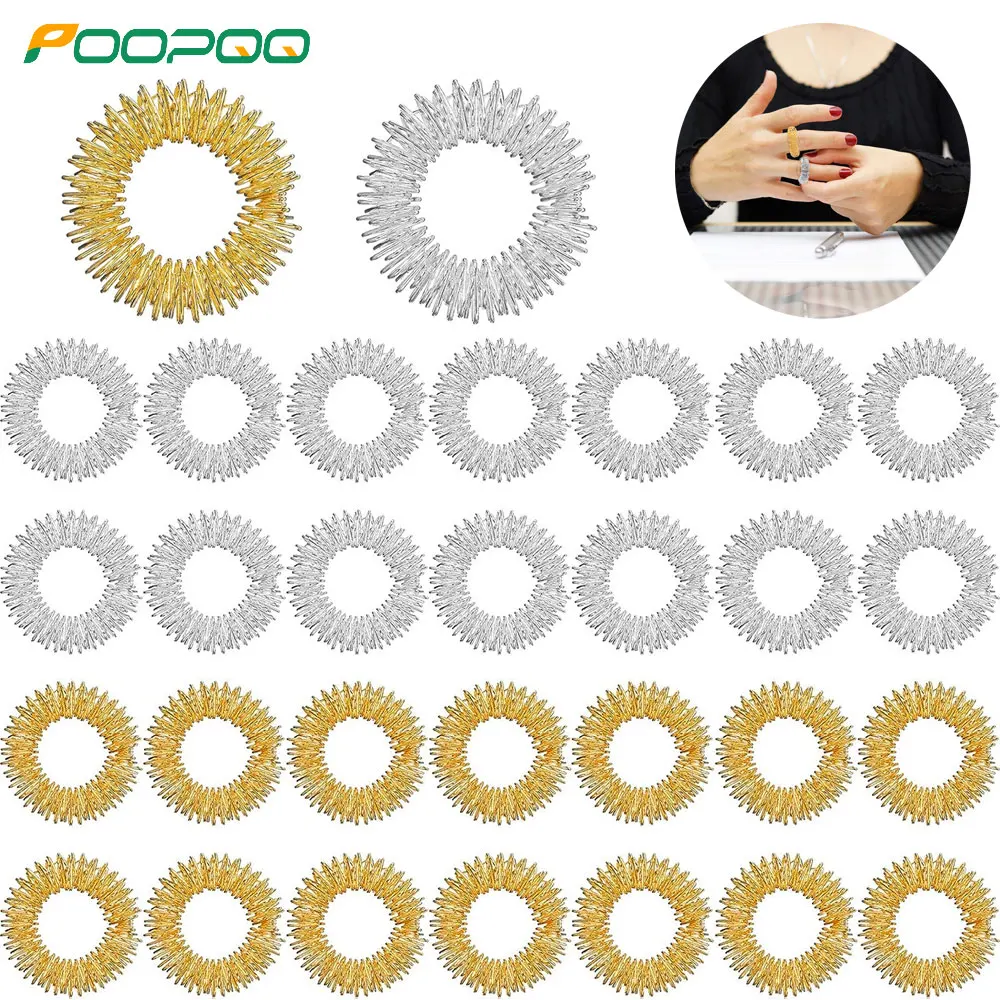 1/5/10/30Pcs Spiky Sensory Finger Rings, Spiky Finger Ring/Acupressure Ring Set, Teens Adults Silent Stress Reducer and Massager phyhoo ring stretcher reducer